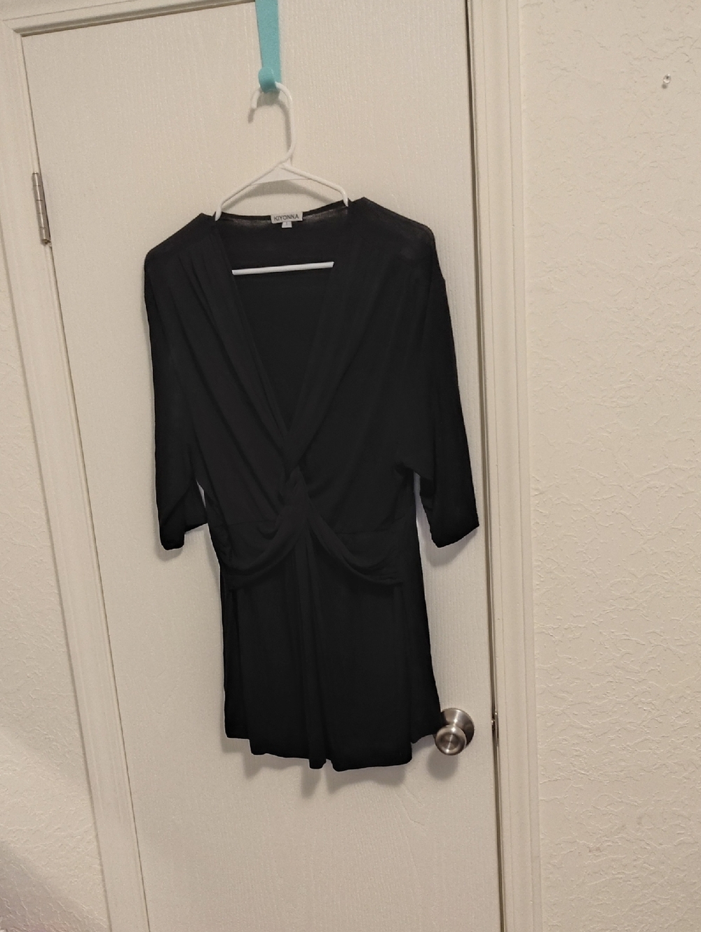 Kiyonna Black Twist-Front Tunic Top